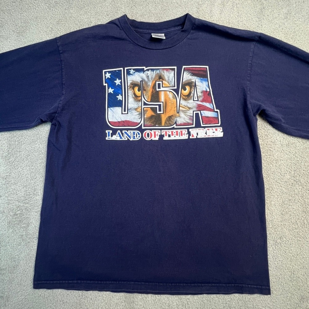 Bald Eagle USA Mens Long Sleeve Shirt Large Land of Free Delta Pro Weight Tee